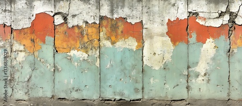 Obraz na płótnie Weathered wall, teal, orange paint w salonie