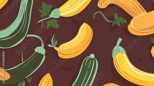 A Delightful Pattern of Summer Squash and Bananas