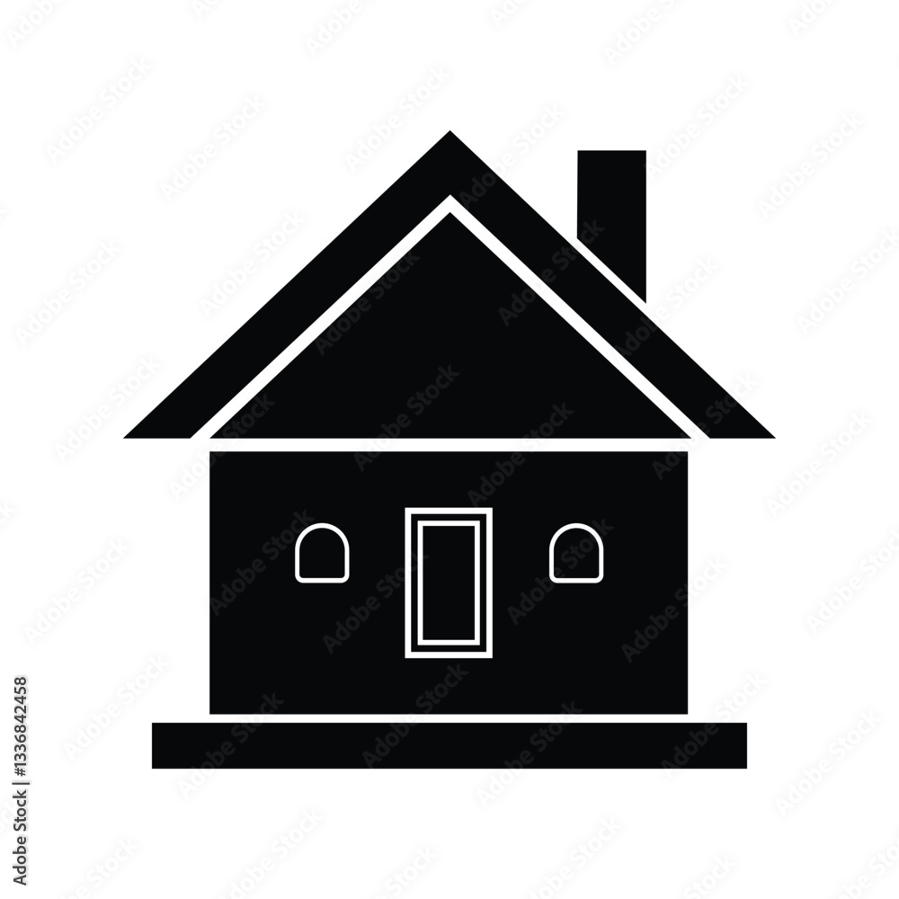 A vector illustration icon of a simple house. A vector illustration icon of a simple house.