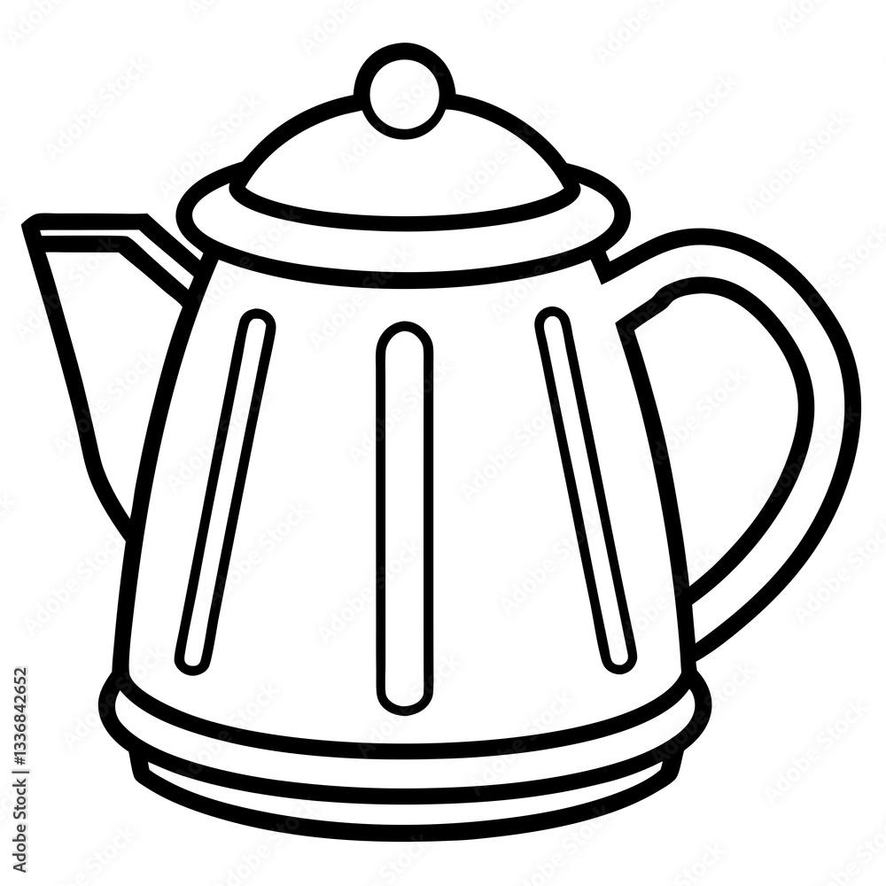 Fototapeta premium Simple Line Art Kettle Vector
