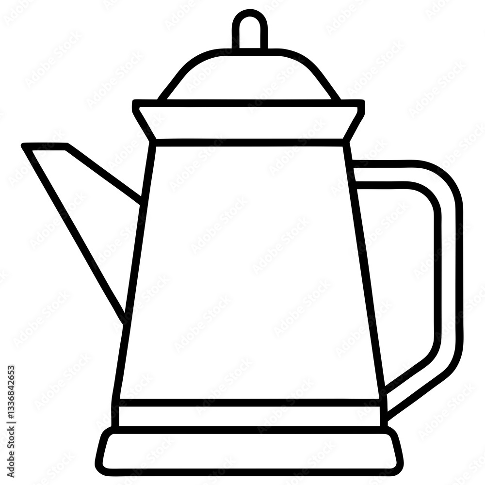 Obraz premium Simple Line Art Kettle Vector