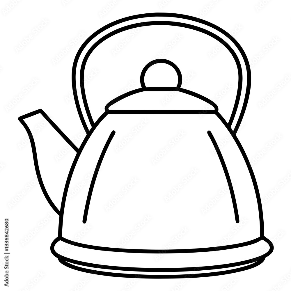 Fototapeta premium Simple Line Art Kettle Vector