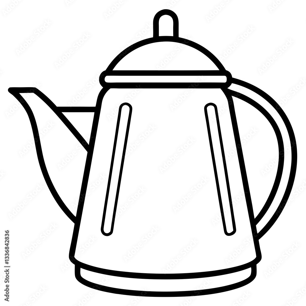 Fototapeta premium Simple Line Art Kettle Vector