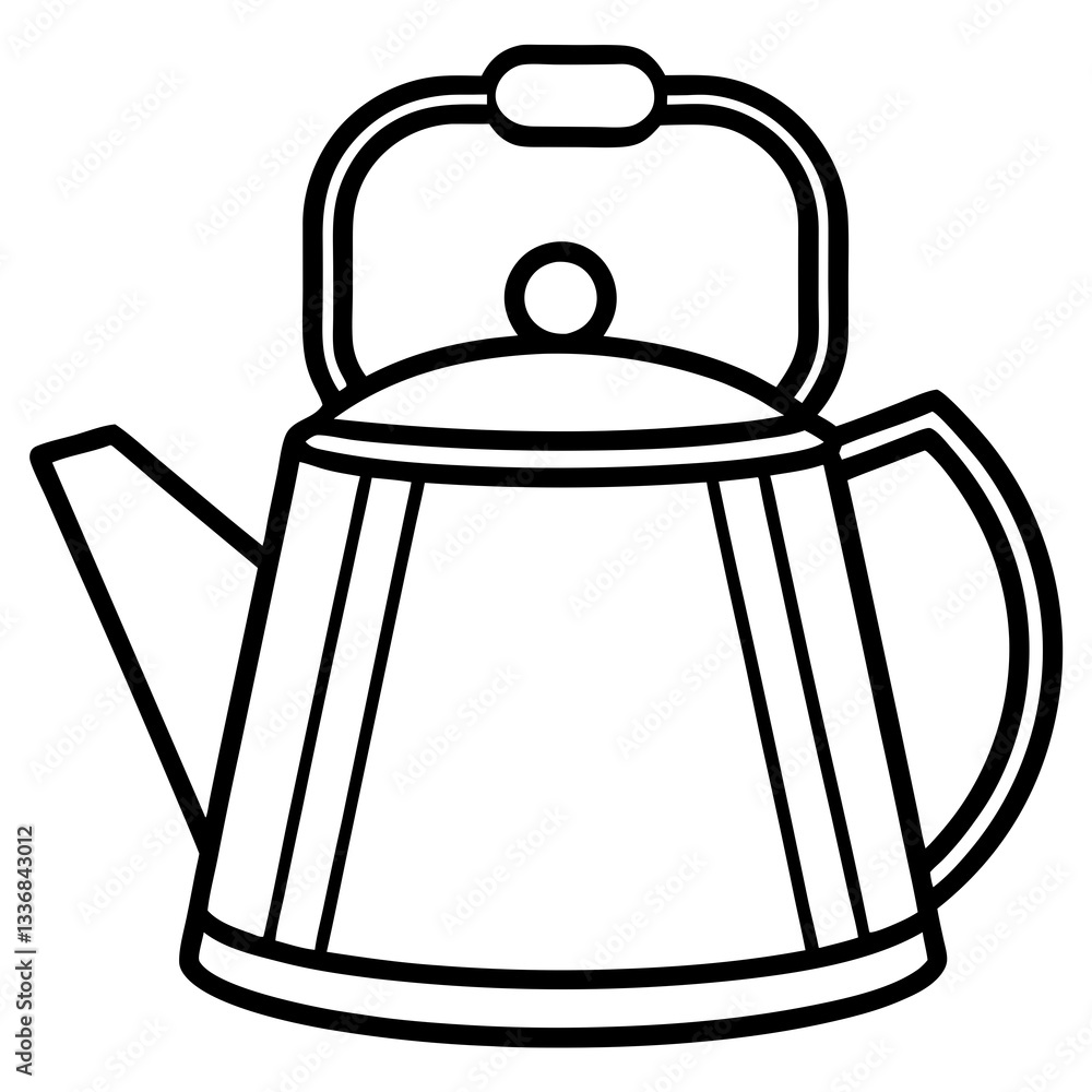 Obraz premium Simple Line Art Kettle Vector