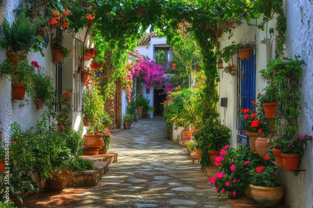 Fototapeta premium Charming Streets of Marbella: Explore the Southern European Village with Typical Andalusian Architecture