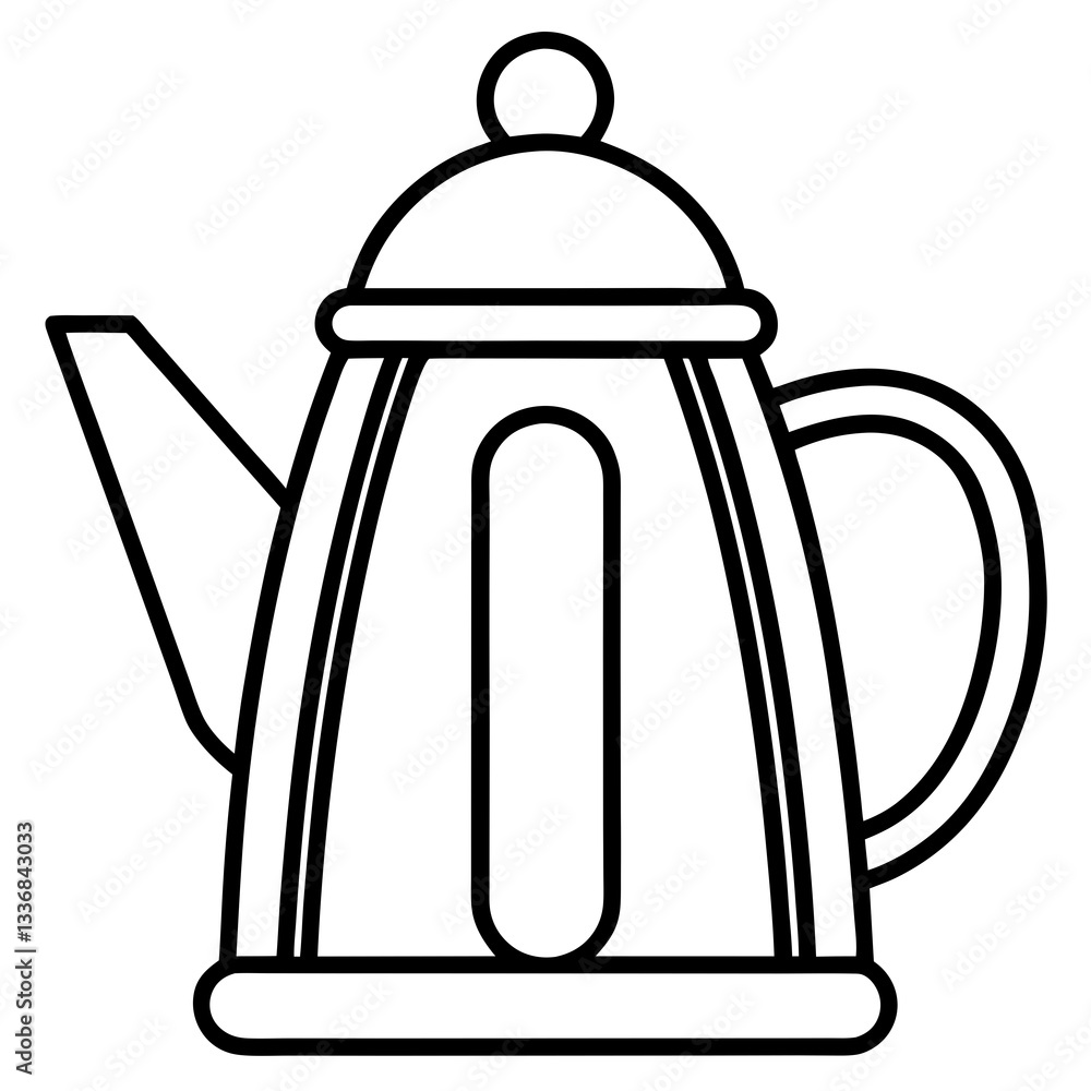 Fototapeta premium Simple Line Art Kettle Vector