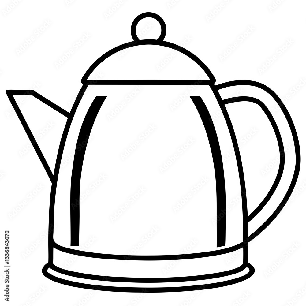 Fototapeta premium Simple Line Art Kettle Vector