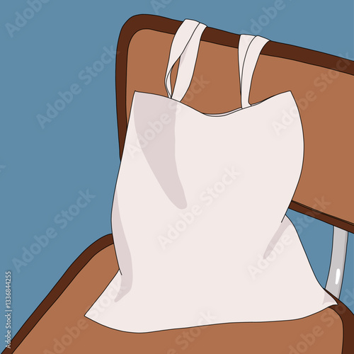 Minimalist Tote Bag on Chair Illustration