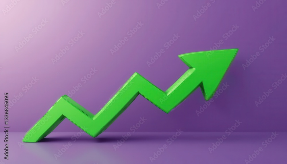 Growth trend arrow business graphic purple background dynamic viewpoint