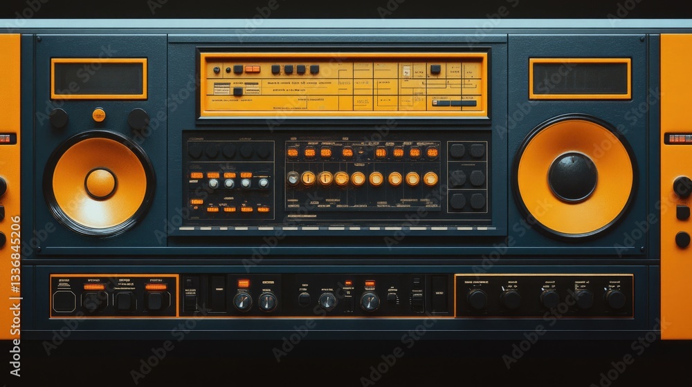 Fototapeta premium Broadcast Studio Panel: On Air Concept with Copy Space for Engaging Podcasts and Live Radio