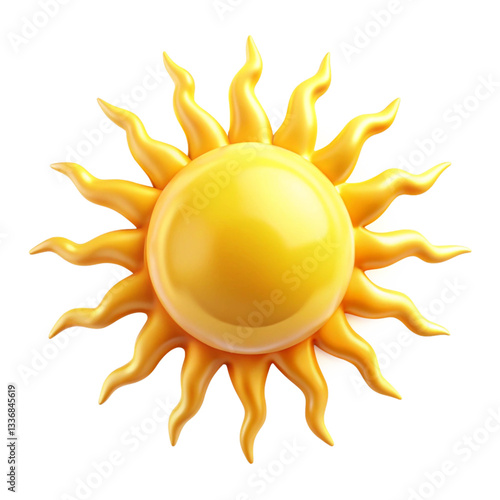 A vibrant 3D rendering of a sun with golden rays radiating outwards a symbol of summer warmth and energy