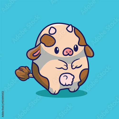 kawai cow chibi icon cute doodle vector