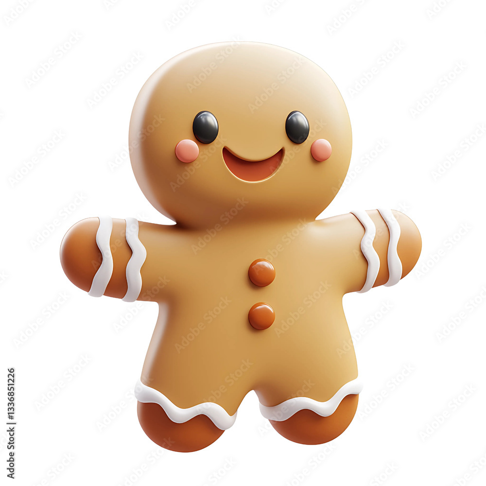 Naklejka premium Cute Smiling Gingerbread Man with Icing