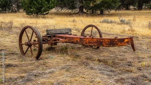 Rustic Farming Tool: Vintage Old Plow Showcasing Antique Agricultural Heritage