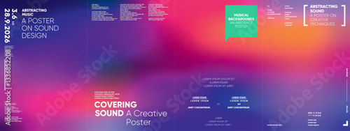 Music-inspired poster template with bold typography and gradient background. The structured layout emphasizes modern design aesthetics and typography balance.