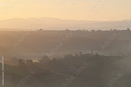 Wallpaper Mural Sunrise and Fog Umbria Tuscany Italy January Torontodigital.ca