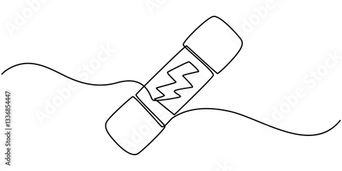 Electric fuse icon Flat outline fill, Electric fuse icon Vector flat thin line illustration, Electric fuse icon Outline vector symbol sign, Electrical fuse continuous one line drawing