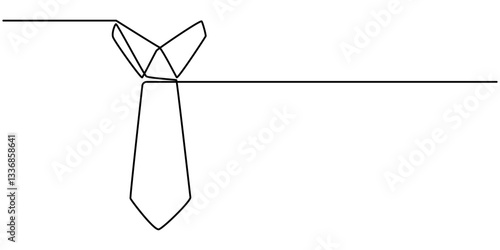 Continuous One line drawing of  tie and lettering International Men's Day. Concept Men's Day card Continuous line style, One line drawing of a Tie, one continuous line drawing of work tie.one line.