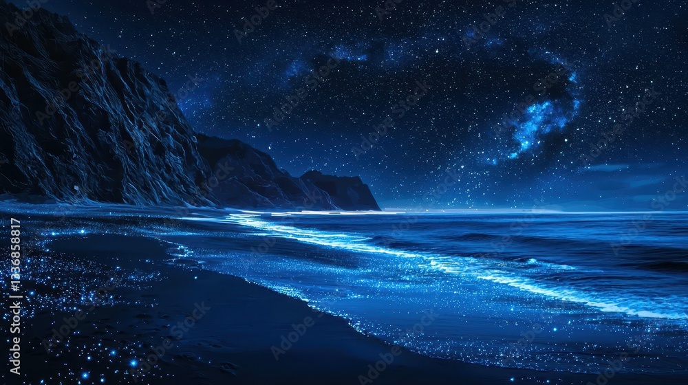 Fototapeta premium A beautiful night sky with a beach in the background