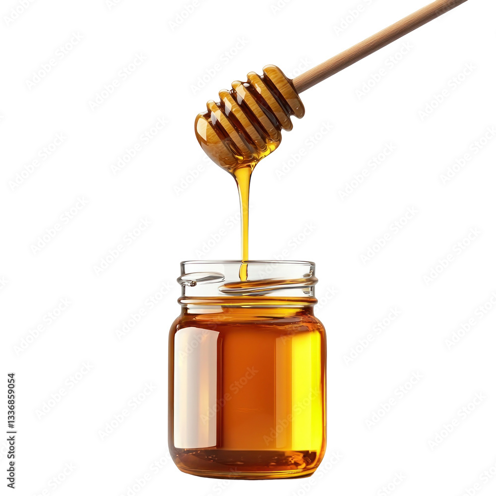 jar of honey with wooden dipper jar of honey with wooden dipper