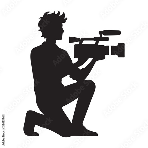 cameraman silhouette vector illustration on white background