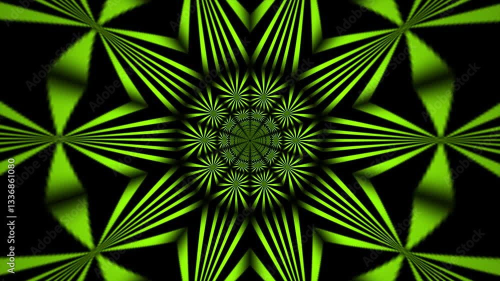 Lime green color rotating shapes with 3d depth tunnel seamless design dark loop able geometrical background Lime green color rotating shapes with 3d depth tunnel seamless design dark loop able geometrical background