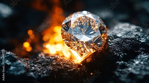 Obraz na płótnie Fiery Diamond Gemstone, Volcanic Rock w salonie