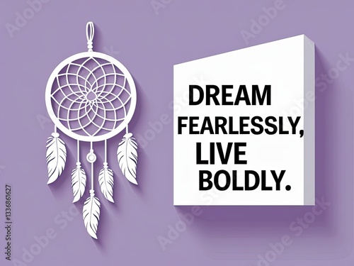 Dreamcatcher and Inspiring Quote on Stylish Background