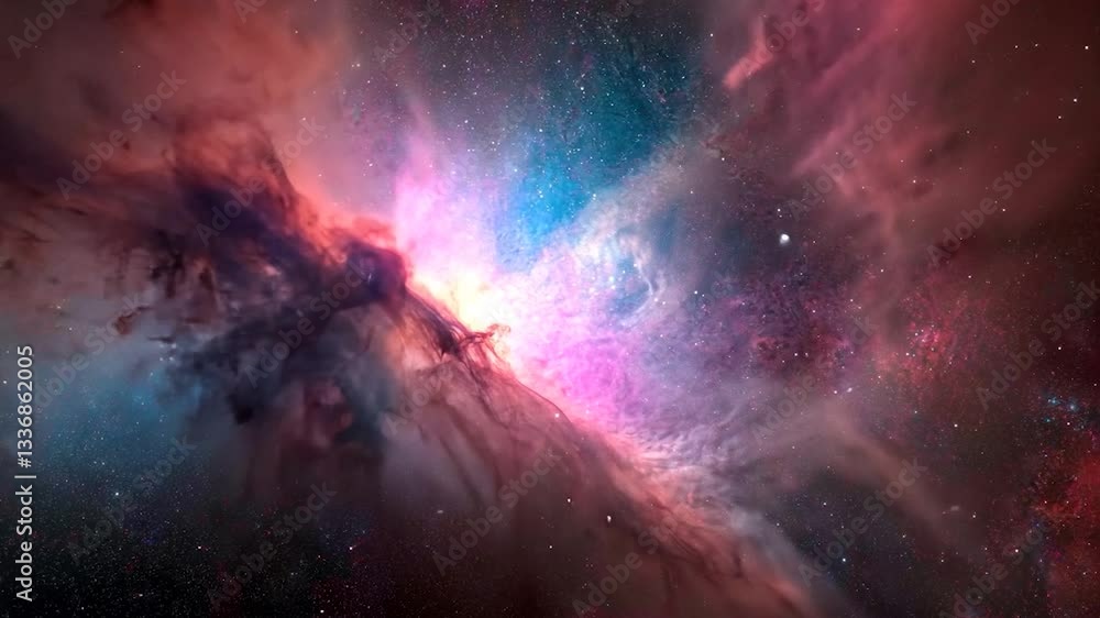 Vibrant Cosmic Nebula with Colorful Gas Clouds and Stars in a Deep Space Background Vibrant Cosmic Nebula with Colorful Gas Clouds and Stars in a Deep Space Background