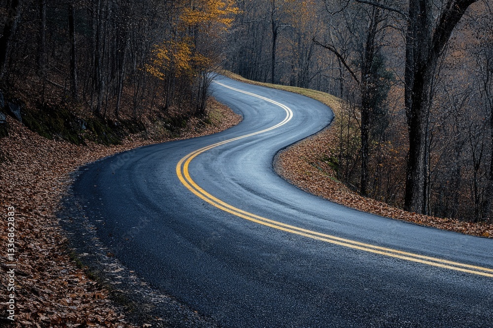 Fototapeta premium Dramatic Sharp Turn on a Mountainous Road in Georgia: Nature's Ascent and Descent