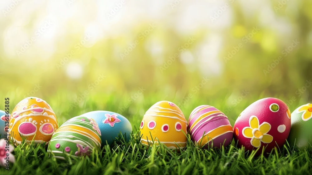 A cheerful Easter background with colorful pastel eggs and spring flowers on a bright, rustic wood surface. A festive flat lay composition for holiday greetings and celebrations.
A cheerful Easter background with colorful pastel eggs and spring flowers on a bright, rustic wood surface. A festive flat lay composition for holiday greetings and celebrations.
