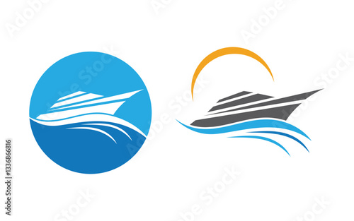 Cruise ship vector icon Logo Template illustration design v.1
