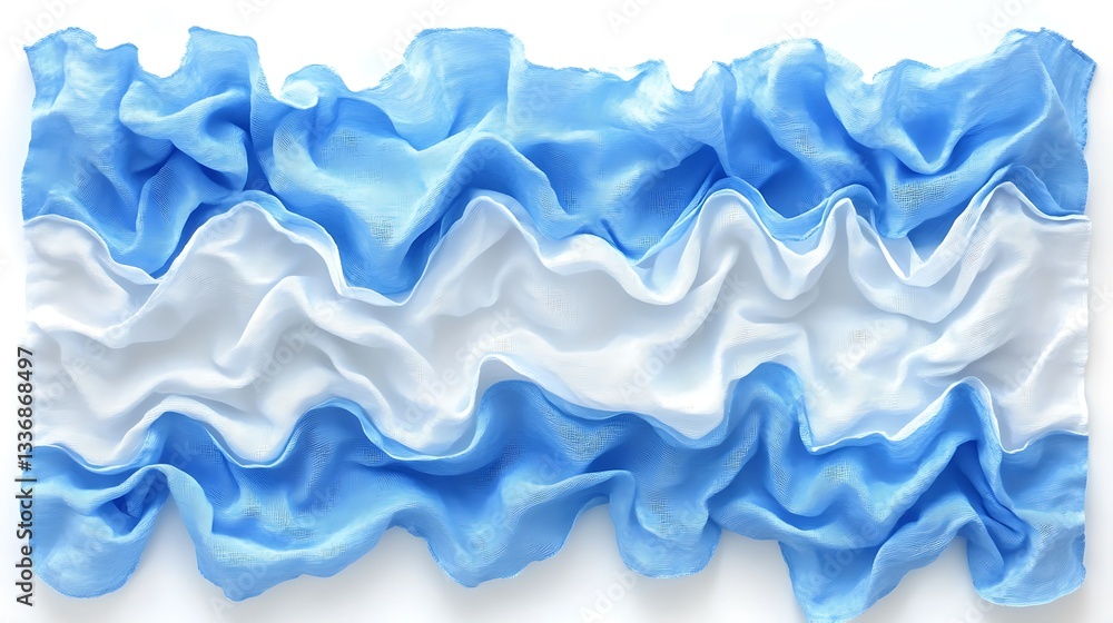 Draped fabric, light blue, white, textured
