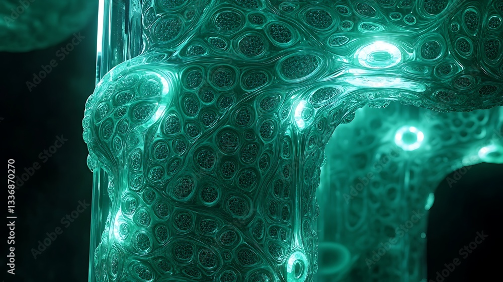 Glowing teal organic texture, abstract art