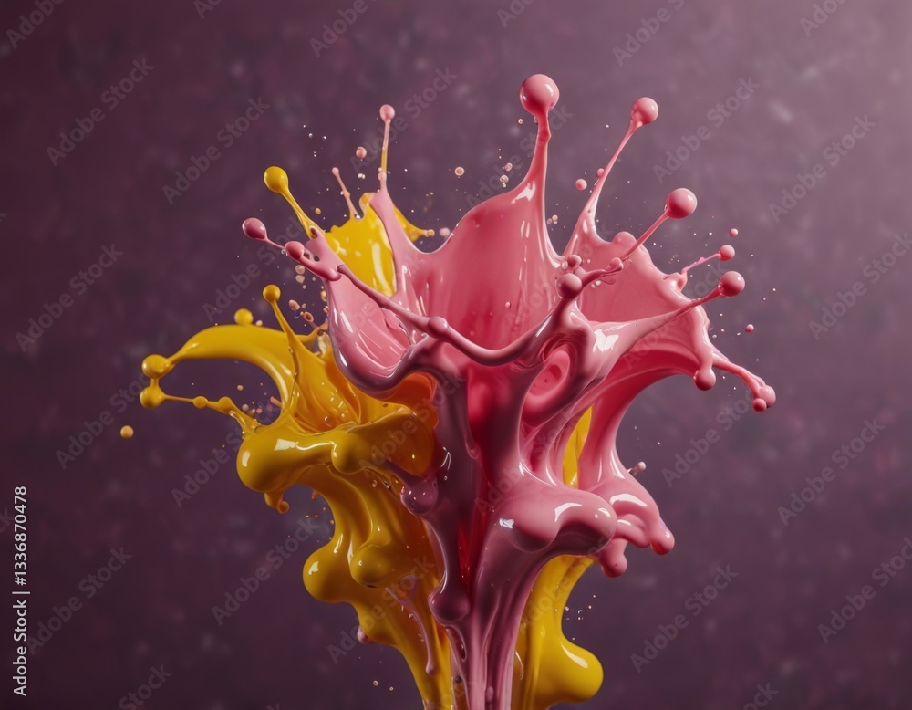 pink and yellow splashes of liquid pink and yellow splashes of liquid