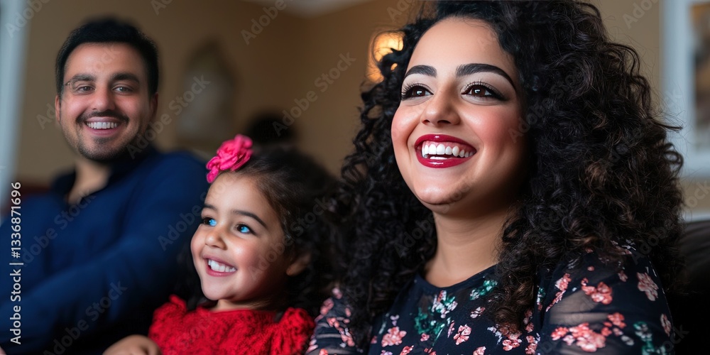 Obraz premium arab american family having fun at home 