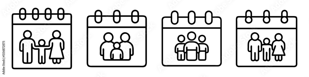 family calendar icon, family calendar line art - simple line art of family calendar, perfect for family calendar logos and icons family calendar icon, family calendar line art - simple line art of family calendar, perfect for family calendar logos and icons