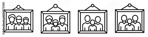 family portrait frame icon, family portrait frame line art - simple line art of family portrait frame, perfect for family portrait frame logos and icons