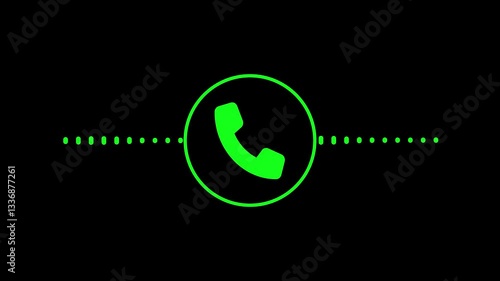 Minimalist Telephone call audio sound wave animation on Black Background