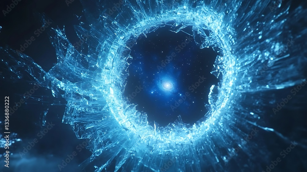 Glowing cosmic portal, space background