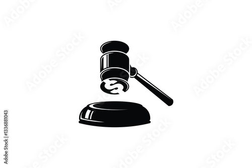 Vector illustration of law hammer logo design with dollar icon symbol