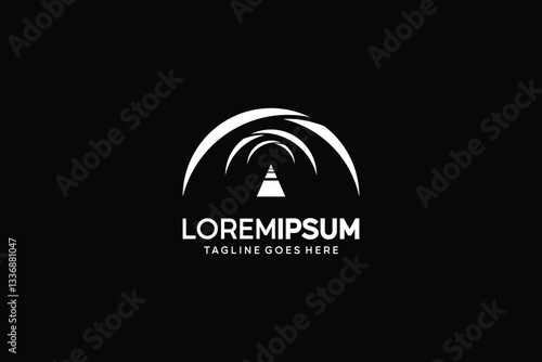 Simple abstract tunnel road logo design vector illustration