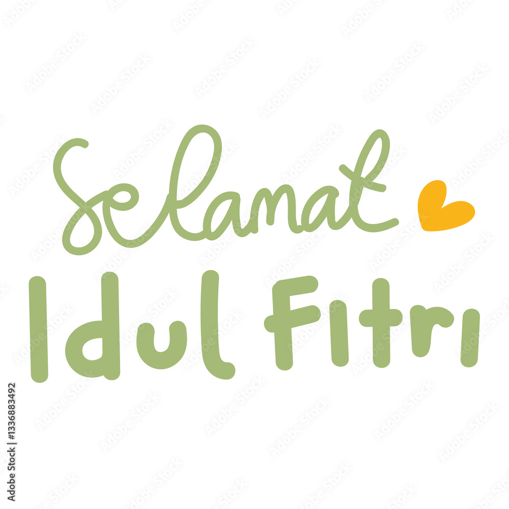 Fototapeta premium Selamat Idul Fitri. Eid Mubarak Eid Al Fitr. Isolated on White Background and Transparent PNG.