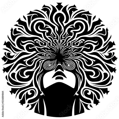 Hypnotic illustration silhouette