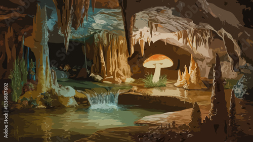 Mushroom in a cave