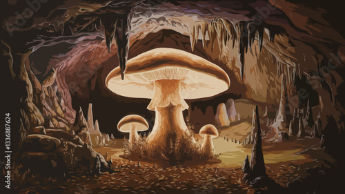 Mushroom in a cave