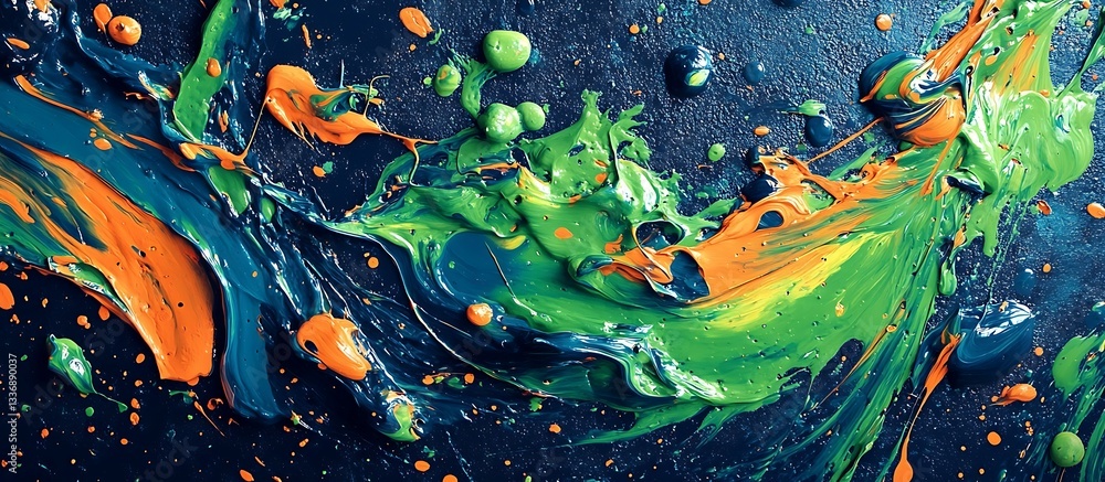 Abstract paint swirls, vibrant colors