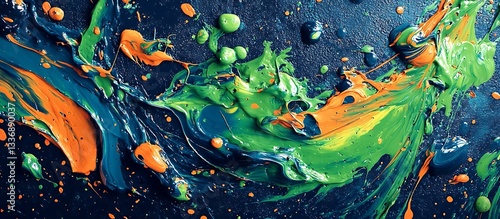 Obraz na płótnie Abstract paint swirls, vibrant colors w salonie