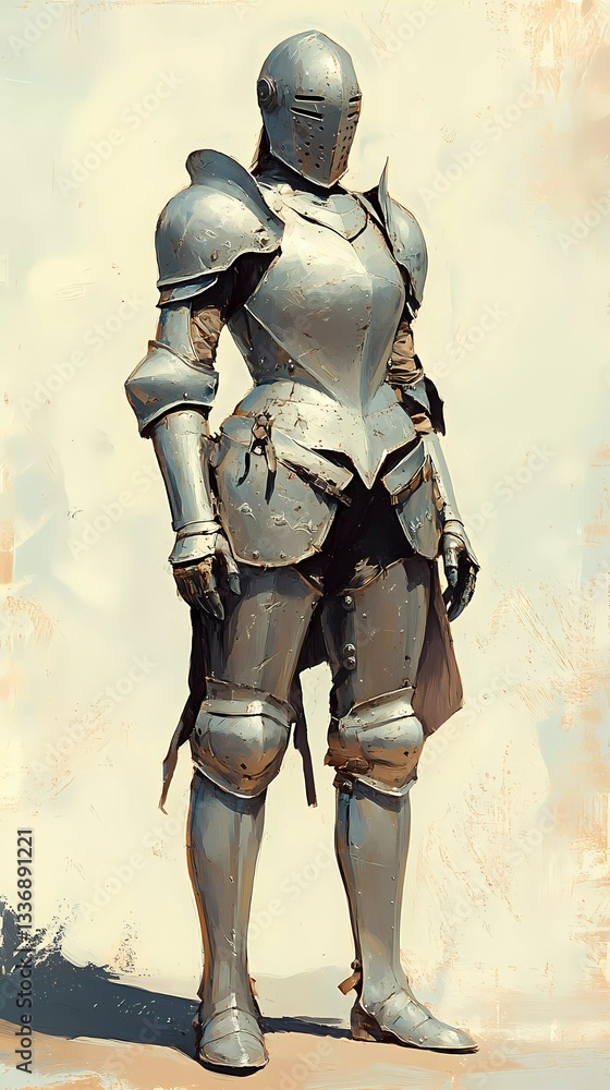 Medieval lady knight in heavy armor, battle-ready, symbolizing honor, resilience, and warrior legacy, ideal for epic adventure themes, artistic book style Medieval lady knight in heavy armor, battle-ready, symbolizing honor, resilience, and warrior legacy, ideal for epic adventure themes, artistic book style