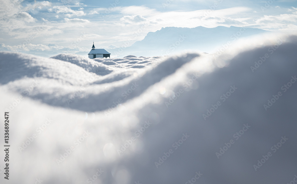 Fototapeta premium A small chapel in a winter wonderland